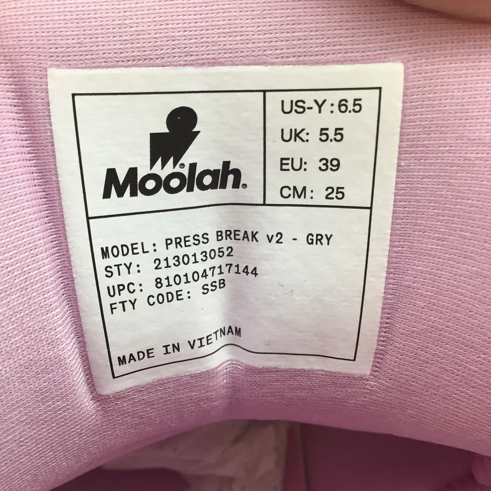 Moolah Kicks Press Break v2 Youth Size 6.5 Basketball Shoes Grey Purple NEW